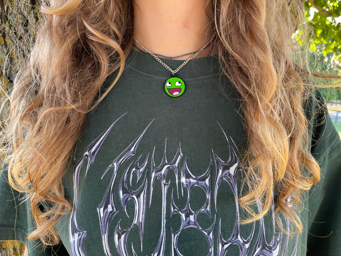 Emerald Epic Face Necklace