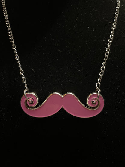 Pink Mustache Necklace