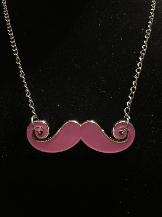 Pink Mustache Necklace