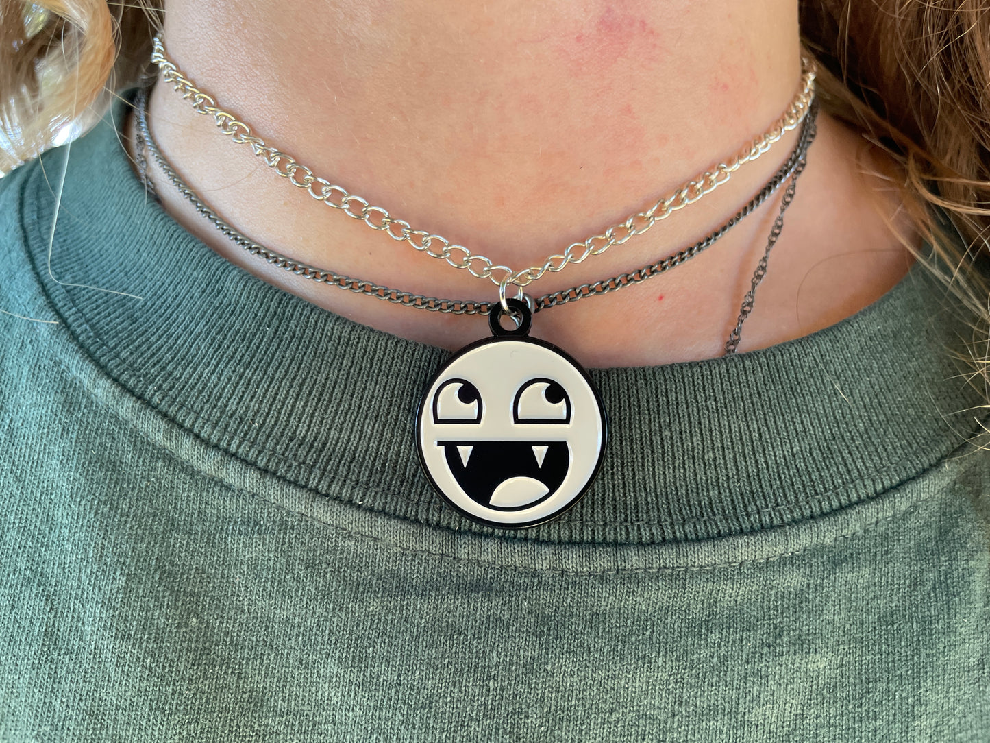 Pale Epic Face Necklace