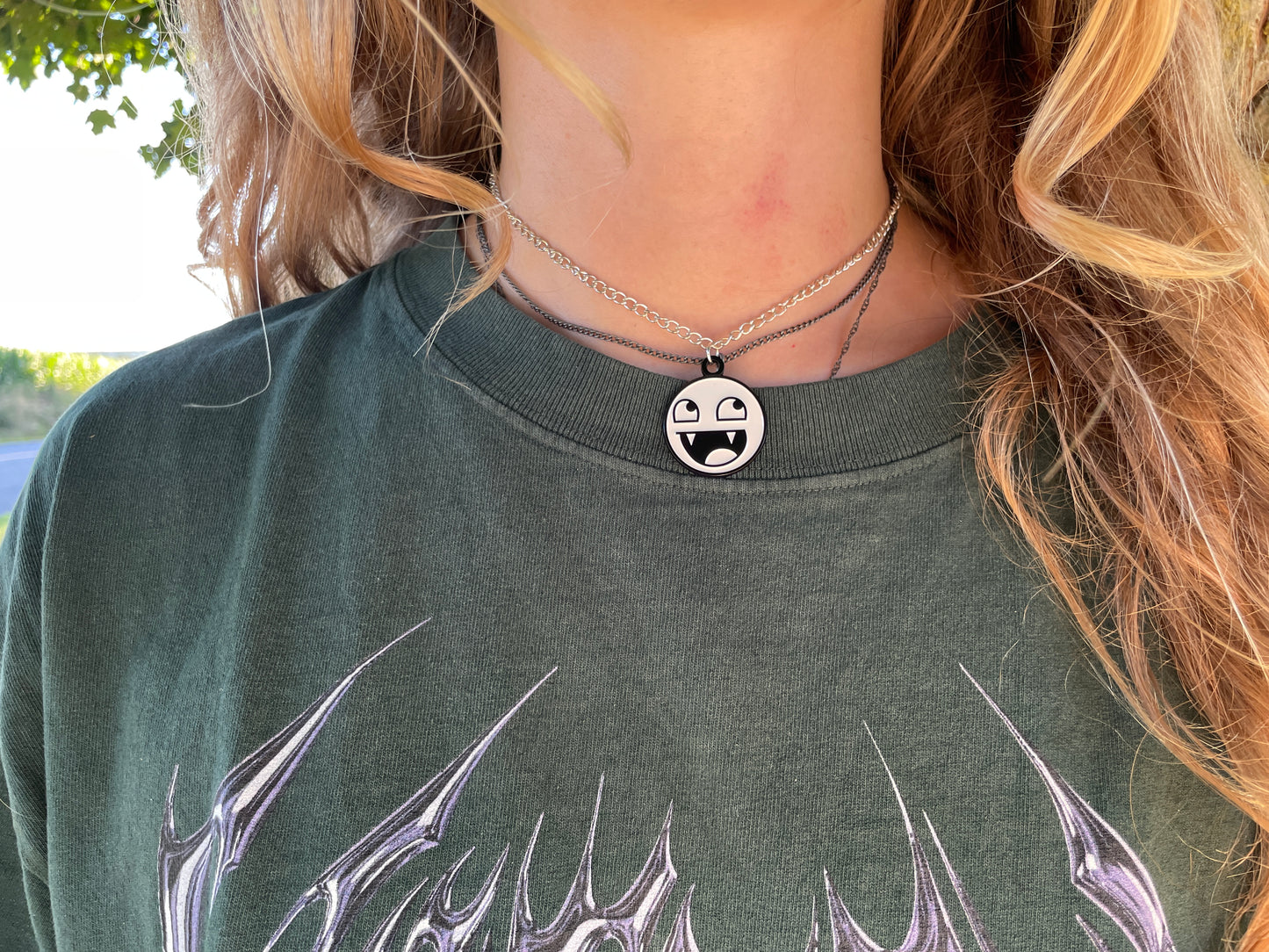 Pale Epic Face Necklace